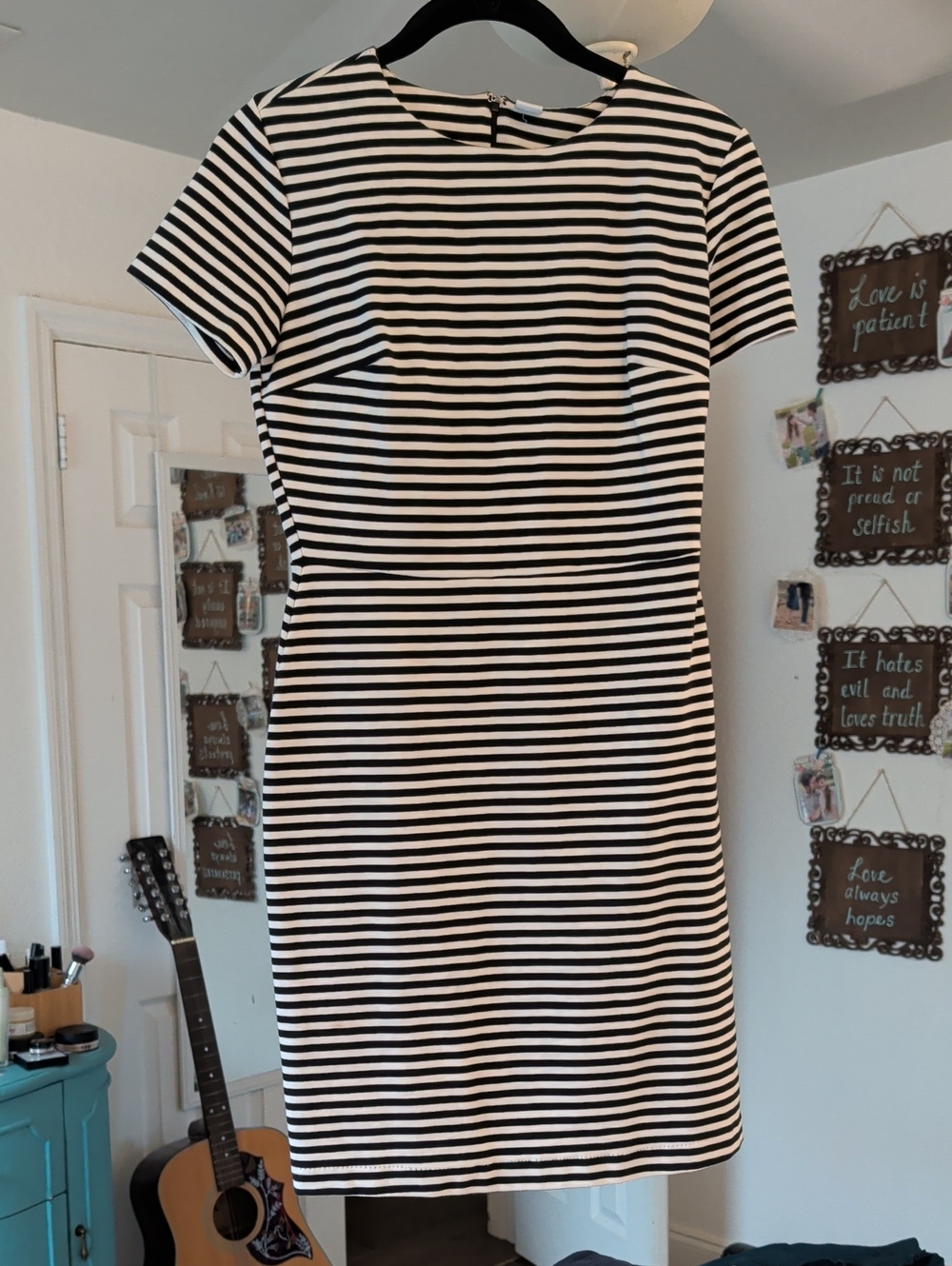 Old Navy Black and White Striped Midi Dress